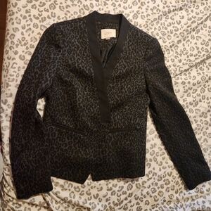 LOFT Black Leopard Print Blazer